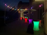 Add a spark of color to your next event with our bistro lights that can have any color of bulbs and also light up cocktail tables